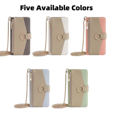 Chain Leather Wallet Phone Case For Motorola G Stylus G Play Edge 50 G14 G54 G84 - Image 1 of 4