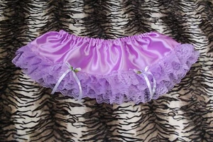 #E14 2XL/Elastic Waist 24-42" Handmade Purple Satin Mini Skirt Length 8inch - Picture 1 of 3