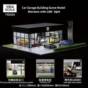 1/64 Diorama Car Garage Model Lights City Car Showroom Gas Stations Scene Model - Picture 1 of 161