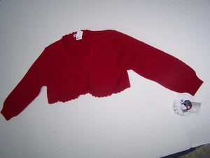 Sarah Louise Boutique Girls Shrug Sweater Red with Velvet Buttons Size 5Y NWT - Picture 1 of 6