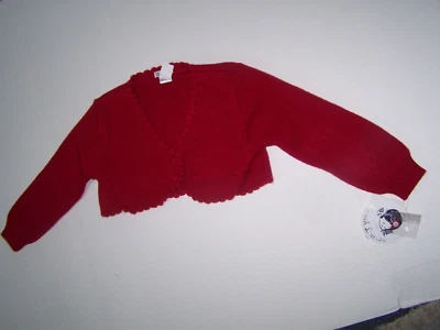 Suéter Sarah Louise Boutique Niñas Encogido de hombros Rojo con Botones de Terciopelo Talla 5Y Nuevo con etiquetas Foto 1 de 4