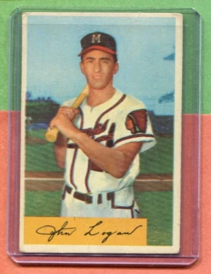 JOHNNY LOGAN MILWAUKEE BRAVES 1954 BOWMAN BASEBALL CARD #80 - Image 1 of 2