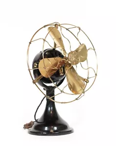 C. 1915 G.E. Stationary Antique Electric Brass Desk Fan * Beautiful * Works - Picture 1 of 14