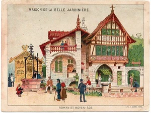 CHROMO "Maison de la Belle Jardinière" = ROMAN ET MOYEN AGE + H. SICARD Paris - Imagen 1 de 1