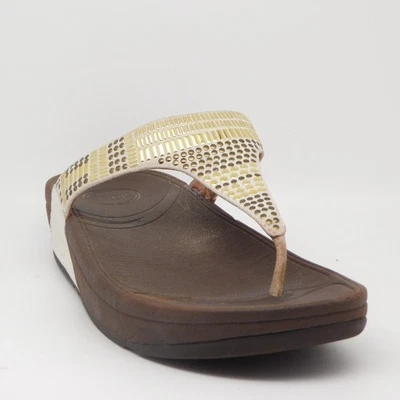 Fitflop Aztec Chada Causal Footwear Women Leather Wedge Sandals Toe Post Size 7 - Image 1 of 4