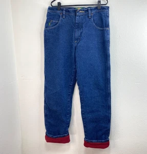 Herren Jeans Cabela's rot Flanell gefüttert 32/32 Outdoor Workwear dunkle Waschung gerade - Bild 1 von 18