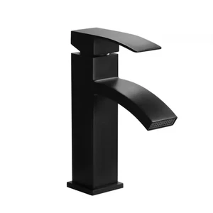 Grifo lavabo tocador de baño Hivvago cascada de una manija - negro - Imagen 1 de 7