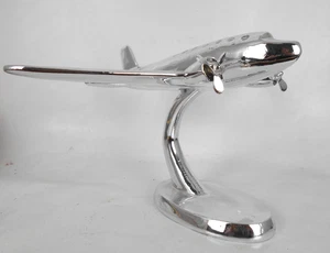 Airplane Desk Display Decor 2 Propeller CHROME Plane Model Shelf Decor - Picture 1 of 11