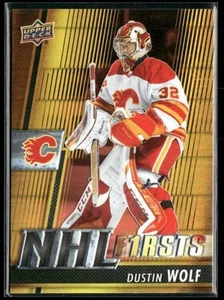 2023-24 Upper Deck Dustin Wolf NHL Firsts RC #NF-2 Calgary Flames - Picture 1 of 2