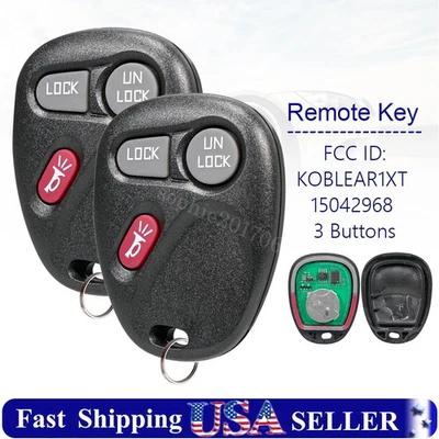 2 Replacement For 2001 2002 Chevrolet Silverado 1500 2500 3500 Remote Key Fob - Image 1 of 4
