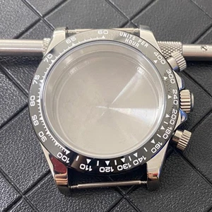 39mm Stainless Steel Watch Case Ceramic Ring Steel Case For VK63 Quartz Movement - Picture 1 of 1