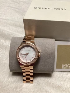 Reloj Michael Kors 33 mm Lennox para mujer brillo esfera blanca cristales pavé dorado - Imagen 1 de 4