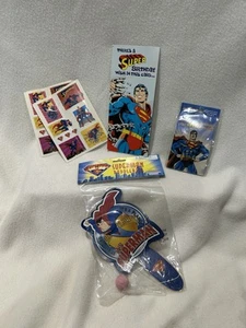 VINTAGE DC Comics Superman Paddle Ball, PIN,  Stickers, Greeting Card LOT - Picture 1 of 12