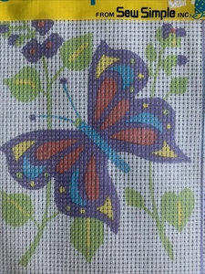 Colorful Butterflies Vintage Needlepoint Kit Sew Simple 5x7 NIP - Picture 1 of 9