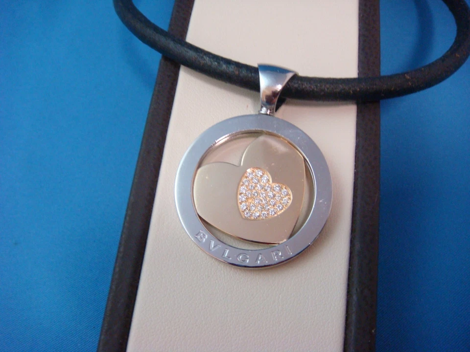 BVLGARI TONDO DIAMOND HEART NECKLACE 18 KT YELLOW GOLD WITH STEEL FRAME - Image 1 of 4