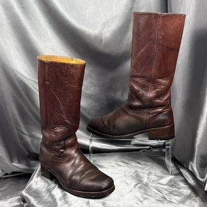 Vintage 80s Frye 14L Campus Boots Men's 9.5 M Cognac Brown Red USA Pull On 87290 - Picture 1 of 22