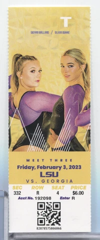 2023 Georgia Bulldogs vs LSU Tigers 2/3 Olivia Dunne Gymnastics Ticket (A) PSAT Cover