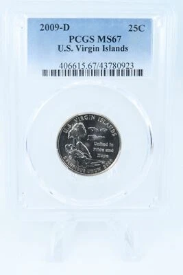 2009-D PCGS MS67 U.S. Virgin Islands Quarter Business Strike 25C - Image 1 of 2