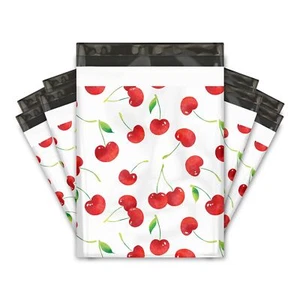 10x13 100 Cherries Designer Poly Mailers Shipping Envelopes Premium Printed Bags - Picture 1 of 9