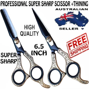 6.5"BARBER SALON HAIR HAIRDRESSING HAIRDRESSER THINNING SCISSORS RAZOR SHEARSET - Picture 1 of 12