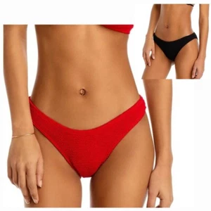 bond-eye Crinkle Sign Brief Bikini Swim Bottom, Red, Black, One Size/2-8 - Picture 1 of 5