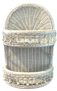 Vintage White Wicker Shelf Boho Cottagecore Two Shelves Hanging/Standing - Picture 1 of 7