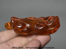 3.2"Old Chinese red Amber Carved Fengshui Animal God Beast Wealth Statue