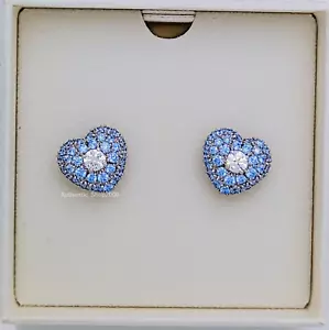 New 100% Authentic SWAROVSKI Blue Heart Pave Hyperbola Stud Earrings 5683576 - Picture 1 of 4