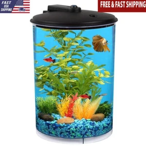 3 Gallon 360 Aquarium W/ LED Lighting Power Filter Ideal Tropical Fish New - Picture 1 of 7