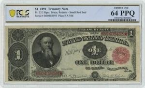 FR.352 $1 1891 Treasury Note PCGS 64epq Stanton 950065-20 - Picture 1 of 2