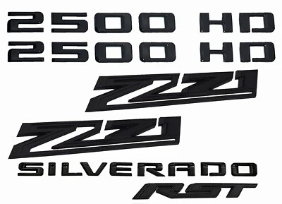 6x Fit Silverado 2500HD 2019-22 emblema de puerta negro brillante Z71 Rst kit de insignia Foto 1 de 4