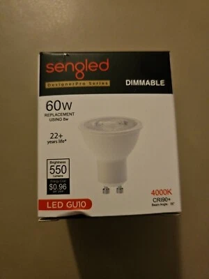 SENGLED 10 Pack LED GU10 60W Replacment At 8w Dimmable 22+ Year 4000k 550 Lumens - Image 1 of 4