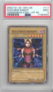 PSA 9 - Tarjeta Yu-Gi-Oh - LOB-117 - SUCCUBUS KNIGHT (común) *1ª Edición* - COMO NUEVO - Imagen 1 de 2