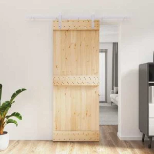 Sliding Door with Hardware Set 80x210 cm Solid Wood Pine vidaXL - Picture 1 of 11