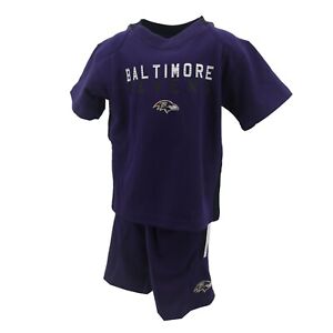 Baltimore Ravens Official NFL Youth Kids Athletic Shirt & Shorts Combo Set New