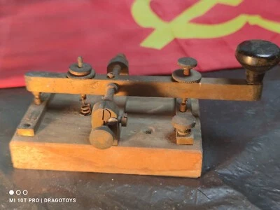 CHAVE TELEGRÁFICA VINTAGE MORSE ALTER BASE DE MADEIRA - Imagem 1 de 4