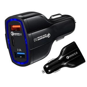 3 Fach USB-C USB Typ C Schnellladung Autoladegerät Für iPhone Samsung Huawei - Picture 1 of 3