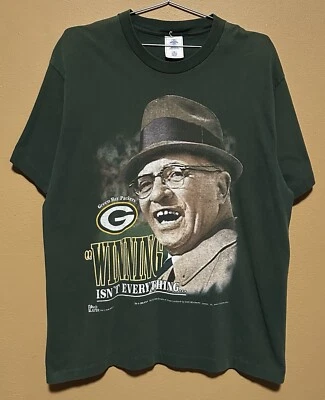 复古 1996 年 NFL 绿湾包装工队 Vince Lombardi T 恤 - 男式 XL 码 — 第 1/3 张图片