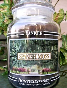 Yankee Candle Retired Black Band "SPANISH MOSS" Large 22 oz~ WHITE LABEL~RARE - Picture 1 of 4