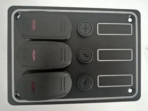 12 Volt 3 Switch Panel Extremely Weather proof  Black Textured Alloy Pre-Wired  - Picture 1 of 5