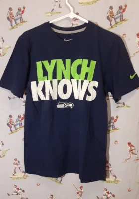 🦅 Camiseta Nike LYNCH KNOWS Marshawn Lynch Para Hombre Talla Pequeña Seattle Seahawks Foto 1 de 4