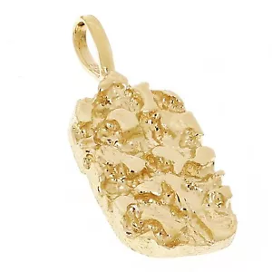 14 Karat Gelbgold Massiv Klobig Rechteck Nugget Charm Anhänger 1,2 Zoll 5,2 Gramm - Bild 1 von 5