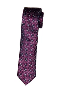 TED BAKER London Mulberry Silk Tie Pink Purple Black White Floral Men's - Picture 1 of 3