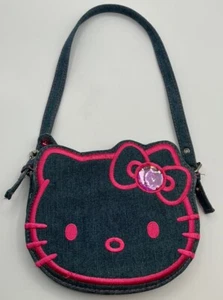 Sehr seltene Vintage Sanrio 2005 Hello Kitty Denim und rosa Juwel Schulter Handtasche - Bild 1 von 5