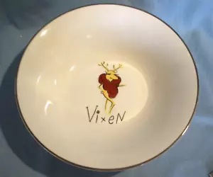 VINTAGE POTTERY BARN REINDEER~VIXEN~ LARGE SERVING VEGETABLE BOWL~JAPAN - Picture 1 of 5