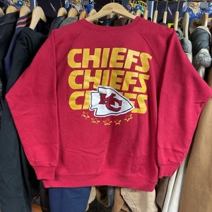 Vintage Kansas City Chiefs Large Spellout Crew Neck Sweatshirt L Joe Montana - Bild 1 von 7
