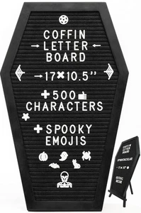 Coffin Letter Board Black With Spooky & Seasonal Emojis +550 Characters, Wood... - Picture 1 of 9