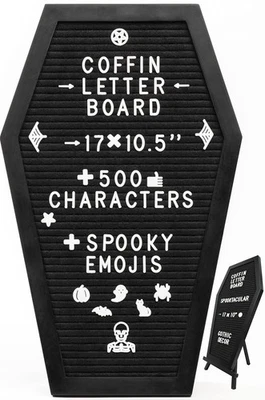 Coffin Letter Board Black With Spooky & Seasonal Emojis +550 Characters, Wood... - Image 1 of 4