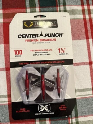 TenPoint CenterPunch Premium Broadheads 100 Grain 1 7/8” Cut – 3 Pack New - Image 1 of 4