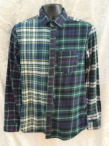 CAMICIA IN FLANELLA uomo GAP~Taglia XS~L/S 100% COTONE multiplaid verde/blu usata in ottime condizioni - Foto 1 di 8